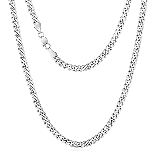 KRKC&CO 6mm Kette Herren, Herren Edelstahl Panzerkette mit Diamantschliff, Silbrig Cuban Link Chains Silberkette, Geschenke für Damen Mädchen Männer Jungs, [Länge 50,8cm] von KRKC & CO keep real keep champion