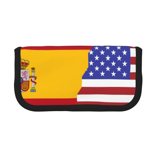 KSANNNS Camping Lake bedrucktes Federmäppchen aus Segeltuch, langlebiges Lern- und Kosmetik-Federmäppchen, Amerikanische Spanien-Flagge, Einheitsgröße, Kulturbeutel von KSANNNS