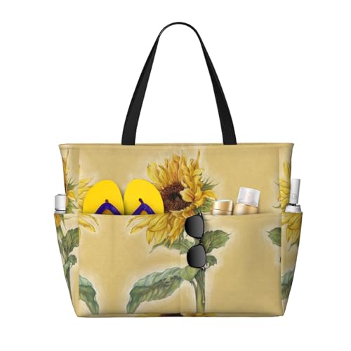 KSEFXXPKA Reisetasche aus Segeltuch, Motiv: Vögel, Schmetterling, Blumendruck, großes Fassungsvermögen, für Fitnessstudio, Reisen, Kunst-Sonnenblume, Einheitsgröße von KSEFXXPKA