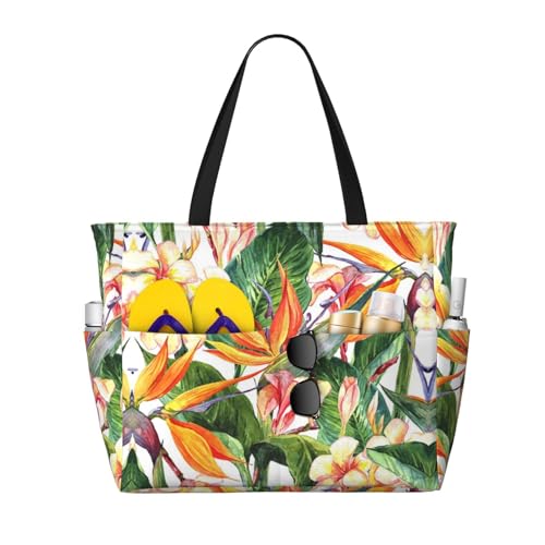 KSEFXXPKA Reisetasche mit Blumen- und Kräuterpflanzen-Druck, großes Fassungsvermögen, Strand-Reisetasche, Schultertasche, Schultertasche, für Fitnessstudio, Reisen, Mehrfarbiges Blumenmuster, von KSEFXXPKA