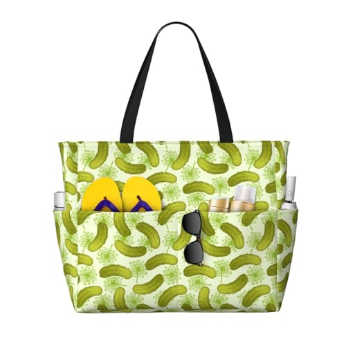 KSEFXXPKA Reisetasche mit Blumen- und Kräuterpflanzen-Druck, großes Fassungsvermögen, Strand-Reisetasche, Schultertasche, Schultertasche, für Fitnessstudio, Reisen, Sushi Dill Pickles, Einheitsgröße von KSEFXXPKA