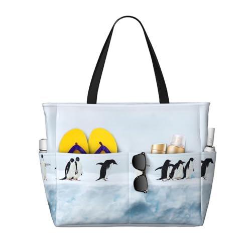 KSEFXXPKA Reisetasche mit Pinguin-Druck, große Kapazität, Strandtasche, Tragetasche, Schultertasche, für Fitnessstudio, Reisen, Pinguine, Einheitsgröße von KSEFXXPKA