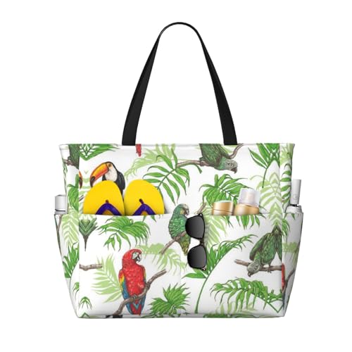 KSEFXXPKA Reisetasche mit Schneemann-Motiv und Sternen- und Schneeblumen-Druck, große Kapazität, Strandtasche, Tragetasche, Schultertasche, Schultertasche, für Fitnessstudio, Reisen, Papageienvögel von KSEFXXPKA