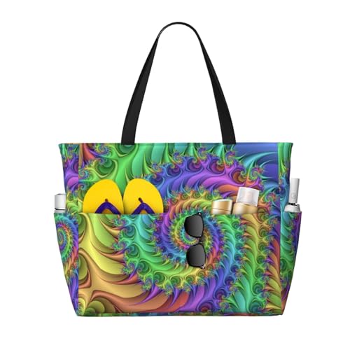 KSEFXXPKA Reisetasche mit abstraktem Herzdruck, großes Fassungsvermögen, Strandtasche, Tragetasche, Schultertasche, Schultertasche für Fitnessstudio, Reisen, Batik, Einheitsgröße von KSEFXXPKA