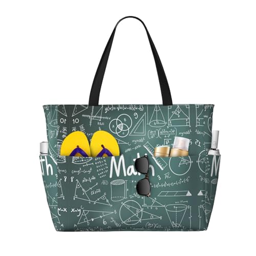 KSEFXXPKA Schultertasche mit Chip-Cookies-Aufdruck, großes Fassungsvermögen, Strand-Reisetasche, Tragetasche, Schultertasche, für Fitnessstudio, Reisen, Mathematikunterricht Wort, Einheitsgröße von KSEFXXPKA