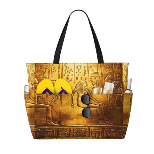 KSEFXXPKA Smiling Lady On Classic Car Palms Print Large Capacity Beach Travel Bag Totes Canvas Tote Shoulder Bag For Gym Travel Daily, Ägyptische Hieroglyphen., Einheitsgröße von KSEFXXPKA