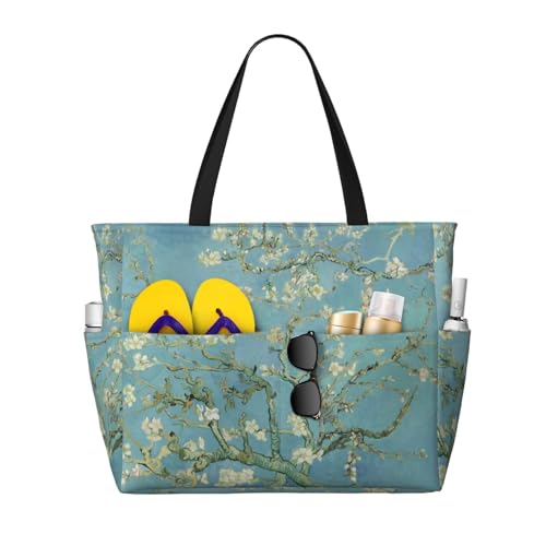 KSEFXXPKA Strand-Reisetasche, Motiv: Bienen, Sonnenblumen, Gänseblümchen, Rose, Blumendruck, große Kapazität, Strandtasche, Schultertasche, Schultertasche, für Fitnessstudio, Reisen, Kirschblüten, von KSEFXXPKA