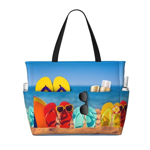 KSEFXXPKA Strand-Reisetasche, Motiv: Herbst-Sonnenblumen, Kürbisse, große Kapazität, Schultertasche, Schultertasche, für Fitnessstudio, Reisen, Zehentrenner am Sandstrand, Einheitsgröße von KSEFXXPKA