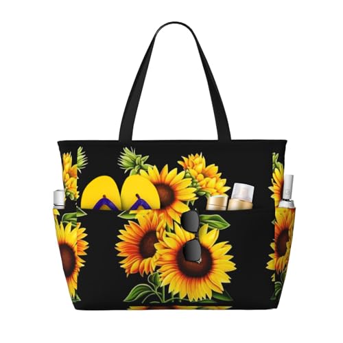 KSEFXXPKA Strand-Reisetasche mit Sonnenblumen-Druck, große Kapazität, Schultertasche, Schultertasche, für Fitnessstudio, Reisen, Sommer Sonnenblume, Einheitsgröße von KSEFXXPKA