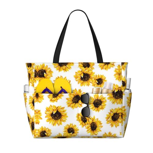 KSEFXXPKA Strand-Reisetasche mit Sonnenblumen-Druck, große Kapazität, Schultertasche, Schultertasche, für Fitnessstudio, Reisen, sonnenblume, Einheitsgröße von KSEFXXPKA