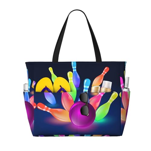 KSEFXXPKA Strand-Reisetasche mit abstraktem Blumendruck, Segeltuch, für Fitnessstudio, Reisen, Alltag, Blau, Bowlingbälle, Einheitsgröße von KSEFXXPKA