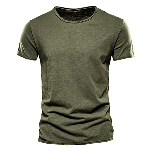 Sommer Top Streetwear T-Shirt Männer V-Ausschnitt Polyester Kurzbekleidung (Color : ArmyGreen1, Size : Size L 65 to 72 kg) von KSFBHC