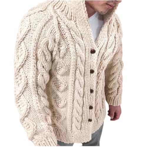 YANQSHM Herren-Cardigan Mit Langen Ärmeln Zopfmuster Grob Gestrickter Cardigan Warm Im Winter Pullover Business-Jacke Normale Passform Ideal Für Lässige Looks S-3Xl Beige XXL YANQSHM Herren-Cardigan Mit Langen Ärmeln Zopfmuster Grob Gestrickter Cardigan Warm Im Winter Pullover Business-Jacke Normale Passform Ideal Für Lässige Looks S-3Xl Beige XXL von KSKAN