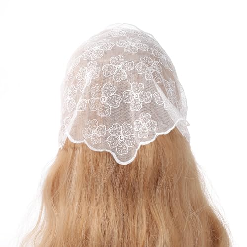 KUAIYIJU Haarschal mit zartem Blumenmuster, Spitze, Turban, heißes Mädchen, durchscheinendes Dreieck-Stirnband für Damen, Fotoshooting, Haar-Accessoire von KUAIYIJU