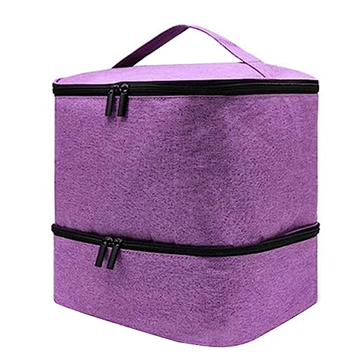 KUAIYIJU PU-Nagellack-Organizer-Tasche, große Kapazität, Nagellack-Aufbewahrungsbox, Organizer, Tragetasche, doppellagige Nagellack-Tasche, violett von KUAIYIJU