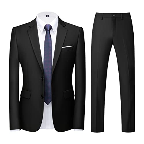KUDORO Herren Anzüge Slim Fit 2-Teilig Zwei Knöpfe für Hochzeit Business Herrenanzug Sakko Hose(Schwarz,3XL) KUDORO Herren Anzüge Slim Fit 2-Teilig Zwei Knöpfe für Hochzeit Business Herrenanzug Sakko Hose(Schwarz,3XL) von KUDORO