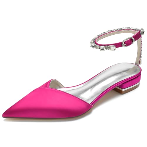 KUHAOFEU Damen Slingback Braut Sandalen Spitze Zehen Niedrige Absatz Pumps Diamant Knöchelriemen Hochzeit Flache Schuhe,Fuchsia,38 EU KUHAOFEU Damen Slingback Braut Sandalen Spitze Zehen Niedrige Absatz Pumps Diamant Knöchelriemen Hochzeit Flache Schuhe,Fuchsia,38 EU von KUHAOFEU