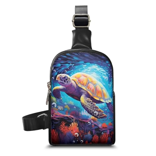 KUIFORTI Bauchtasche für Damen und Mädchen, Mini-Umhängetasche, kleine Schultertasche, modische Hüfttasche, Umhängetasche, Brusttasche, Ocean Sea Turtle, Einheitsgröße von KUIFORTI