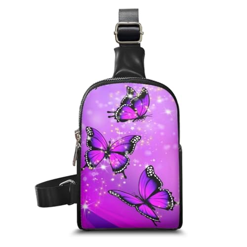 KUIFORTI Brusttaschen für Damen, Reise-Umhängetasche, Handtasche, Reißverschluss, Geldbörse, Bauchtasche, Umhängetasche, Organizer, Crystal Butterfly, Einheitsgröße, Taschen-Organizer von KUIFORTI