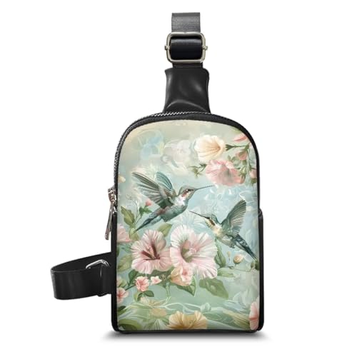 KUIFORTI Brusttaschen für Damen, Reise-Umhängetasche, Handtasche, Reißverschluss, Geldbörse, Bauchtasche, Umhängetasche, Organizer, Kolibri Floral, Einheitsgröße von KUIFORTI