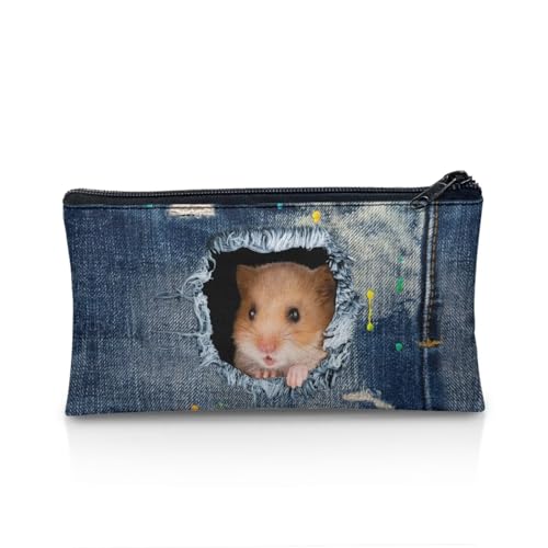 KUIFORTI Federmäppchen für Kinder, Jungen, niedliches Federmäppchen, großes Schreibwaren-Organizer, Federmäppchen, Denim-Taschenhamster, Einheitsgröße, Taschen-Organizer von KUIFORTI