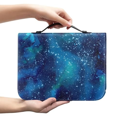 KUIFORTI Galaxy Night Bibelbuchhülle für Frauen und Mädchen, blaue Galaxie-Bibelhülle, PU-Leder, Bibelhalter mit Lesezeichen, Reisebibel-Schutzhülle, Größe XXL von KUIFORTI