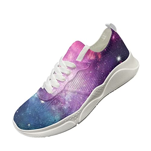 KUIFORTI Galaxy Space Turnschuhe für Damen Mädchen niedliche Tennis-Sportschuhe rosa leichte lässige Sport-Fitness-Trainer Mesh-Walking-Laufschuhe, Größe 36 EU von KUIFORTI