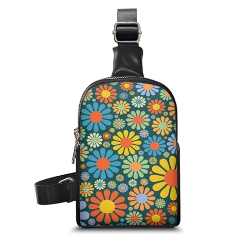 KUIFORTI Umhängetasche für Damen und Mädchen, niedliche Reisetasche, Handytasche, Brusttasche, Bauchtasche, Hippie Daisy, Einheitsgröße von KUIFORTI