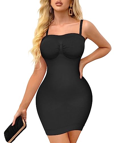 KUMAYES Damen Shapewear Bodysuit Figurenformend mit Verstellbarer Schultergurt Tummy Control (nero, XS-S) von KUMAYES