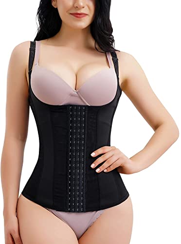 KUMAYES Damen Unterbrust Korsett Figurformende Körperformer Mieder Bauchweg Body Shape Tank-Top Verstellbar Oberteil Shapewear (Schwarz, XL) von KUMAYES