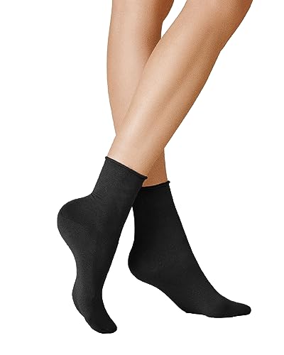 KUNERT Damen Socken Sensual Cotton Rollrand 130 DEN Black 0070 39/42 von KUNERT