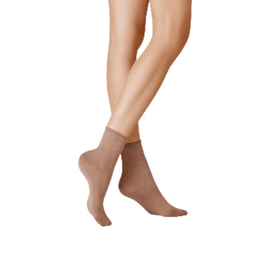 KUNERT Damen Socken Sensual Cotton Rollrand 130 DEN Bronze 1440 39/42 von KUNERT