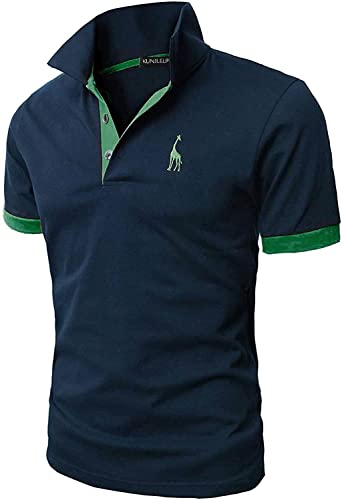 KUNJLELP Herren Poloshirt aus reinem Baumwoll-Piqué Polohemd Basic Kurzarm,Blau 04,M von KUNJLELP