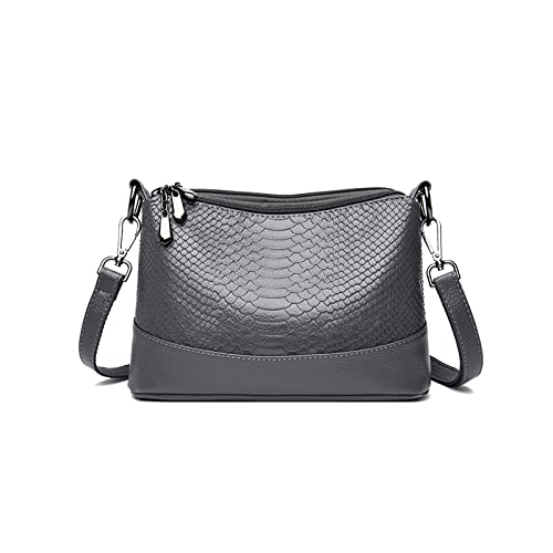 KUNKUN Grau Handtasche Für Damen Umhängetasche Moderne Schultertasche Klein Handtasche Damen Leder Crossbody Tasche Mit 2 Schultergurten von KUNKUN