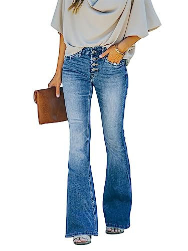 KUNMI Damen Flare Bell Bottom Schlaghose Stoffhose High Waist Wide Leg Bootcut Jeans Stretchy Denim Pants, Bb006-blau, 36 KUNMI Damen Flare Bell Bottom Schlaghose Stoffhose High Waist Wide Leg Bootcut Jeans Stretchy Denim Pants, Bb006-blau, 36 von KUNMI