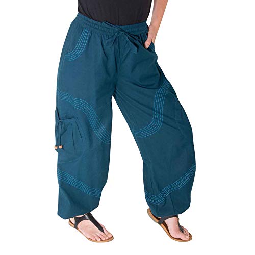 Kunst und Magie Unisex Goa Pluderhose in klassischen Farben, Farbe:Türkis/Blau, Größe:4XL von Kunst und Magie