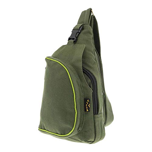 Slingbag Brusttasche Hippie Goa Bodybag Schultertasche Rucksack S, Farbe:Army Green/Lemon von Kunst und Magie