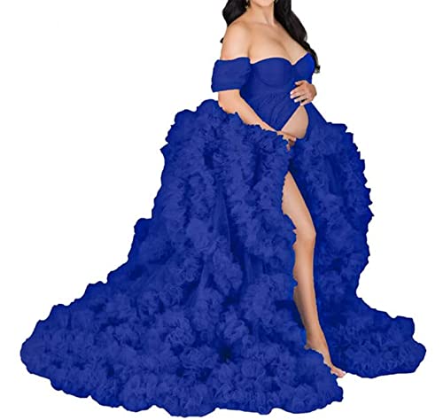 Schulterfreier Bademantel für Mutterschaft Fotoshooting Perspektive Langer Bademantel Puffy Tüll Robe Sheer für Frauen, königsblau, 36 Schulterfreier Bademantel für Mutterschaft Fotoshooting Perspektive Langer Bademantel Puffy Tüll Robe Sheer für Frauen, königsblau, 36 von KURFACE