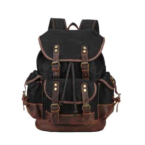 KUWHSIOP Robuster Vintage-Rucksack aus Gewachstem Canvas-Leder für Damen und Herren, Wasserdichter Reiserucksack für Schule und Outdoor-Aktivitäten,5 KUWHSIOP Robuster Vintage-Rucksack aus Gewachstem Canvas-Leder für Damen und Herren, Wasserdichter Reiserucksack für Schule und Outdoor-Aktivitäten,5 von KUWHSIOP
