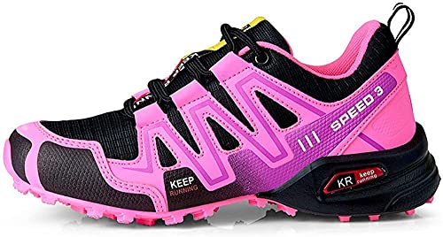 KUXUAN Fahrrad Schuhe Damen - Mountainbike-Schuhe,Eva Zwischensohle,Gittergewebe, Gummi-Laufsohle - für Outdoor-Sportarten,Pink-38EU von KUXUAN