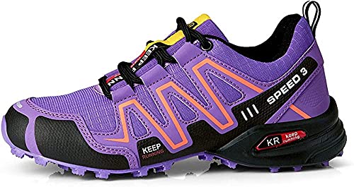 KUXUAN Fahrrad Schuhe Damen - Mountainbike-Schuhe,Eva Zwischensohle,Gittergewebe, Gummi-Laufsohle - für Outdoor-Sportarten,Purple-37EU von KUXUAN