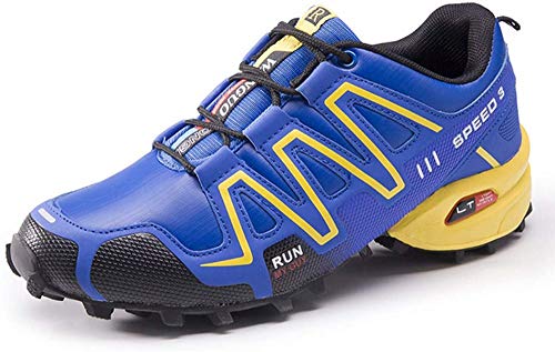 KUXUAN Fahrrad Schuhe Herren Rennradschuhe Mountainbike Fahrrad MTB Schuhe, rutschfeste und Atmungsaktive Freizeitschuhe,Blue-44 von KUXUAN