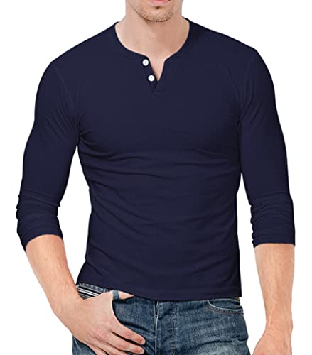 KUYIGO Henley Herren Langarm Slim Fit Outdoor Sports Pure Color XL Navy KUYIGO Henley Herren Langarm Slim Fit Outdoor Sports Pure Color XL Navy von KUYIGO
