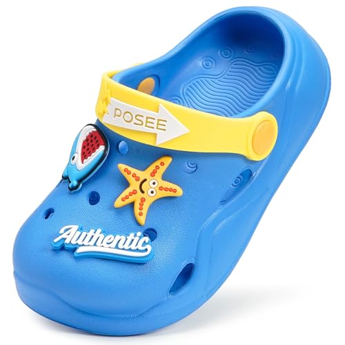 Clogs Kinder Gartenschuhe Mädchen Pantoletten Jungen Badeschuhe Hausschuhe rutschfeste Strand Sandalen Sommer Wasserschuhe Slippers B-Blau 22-23EU=Etikettengröße:140 von KVbabby