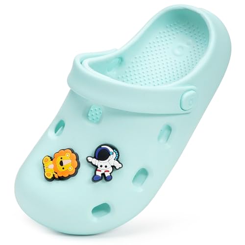 Clogs Kinder Gartenschuhe Mädchen Pantoletten Jungen Badeschuhe Hausschuhe rutschfeste Strand Sandalen Sommer Wasserschuhe Slippers C-Blau 33.5-34EU=Etikettengröße:220 von KVbabby