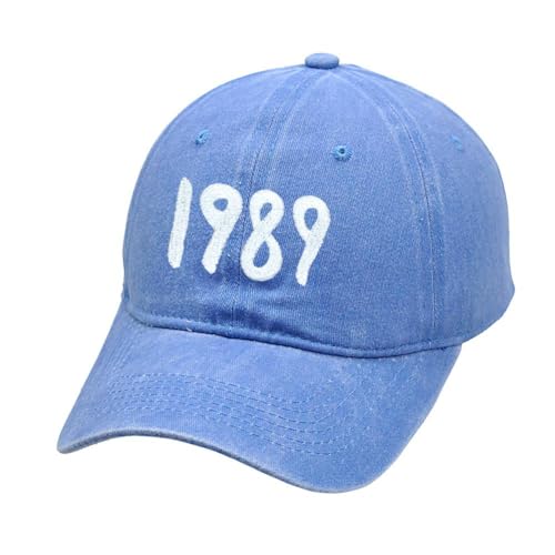 KWJNH 1989 Baseball für Herren und Damen, Vintage-Tayler-Hut, Baumwolle, Baseball, Laufen, mit Mütze, bestickt, verstellbar, blau, Einheitsgröße von KWJNH