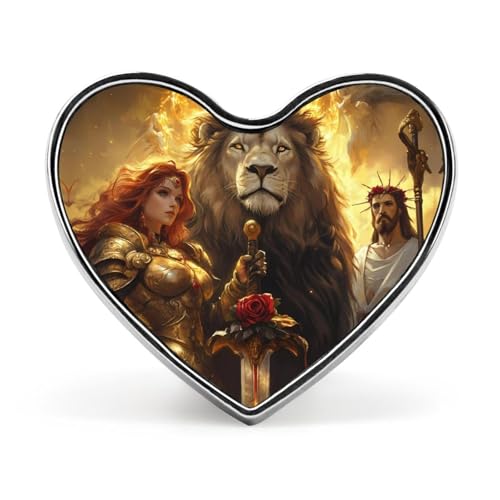 Lion And God Woman Warriores of God Brooch Pins Heart Badge Collar Lapel Pins Dress Coat Accessories for Women Men Lion And God Woman Warriores of God Brooch Pins Heart Badge Collar Lapel Pins Dress Coat Accessories for Women Men von KWQDOZF