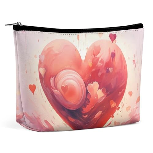 Make-up-Tasche, Reise-Kosmetiktasche, tragbar, herzförmig und bemalt, Kulturbeutel, große Kapazität, Reißverschlusstasche, Make-up-Organizer-Etui, wasserdichter Kulturbeutel für Frauen und Männer Make-up-Tasche, Reise-Kosmetiktasche, tragbar, herzförmig und bemalt, Kulturbeutel, große Kapazität, Reißverschlusstasche, Make-up-Organizer-Etui, wasserdichter Kulturbeutel für Frauen und Männer von KWQDOZF