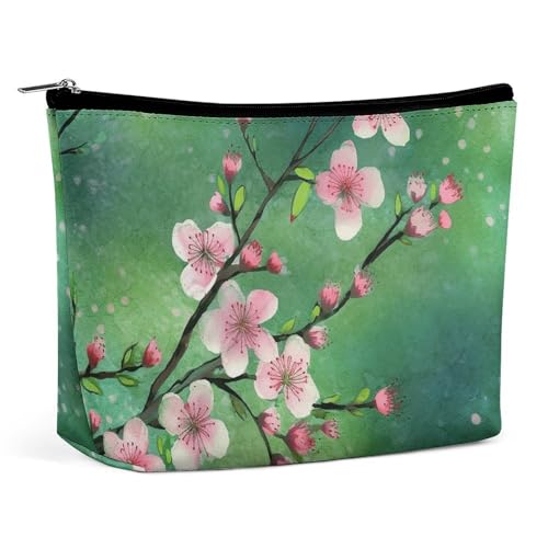 Make-up-Tasche, tragbare Kosmetiktasche, Kulturbeutel mit Pfirsich-Blumenmuster, Make-up-Organizer-Etui, Reißverschlusstasche, Reise-Kulturtasche für Frauen und Männer Make-up-Tasche, tragbare Kosmetiktasche, Kulturbeutel mit Pfirsich-Blumenmuster, Make-up-Organizer-Etui, Reißverschlusstasche, Reise-Kulturtasche für Frauen und Männer von KWQDOZF