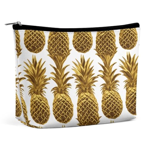 Make-up-Tasche, tragbare Kosmetiktasche, mit goldenem Kiefernhintergrund, Kulturbeutel, Make-up-Organizer, große Kapazität, Reißverschlusstasche, Reise-Kulturtasche für Frauen und Männer Make-up-Tasche, tragbare Kosmetiktasche, mit goldenem Kiefernhintergrund, Kulturbeutel, Make-up-Organizer, große Kapazität, Reißverschlusstasche, Reise-Kulturtasche für Frauen und Männer von KWQDOZF